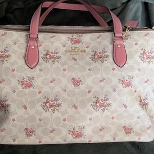 Coach Floral Print Women's Bag - Pink and Cream